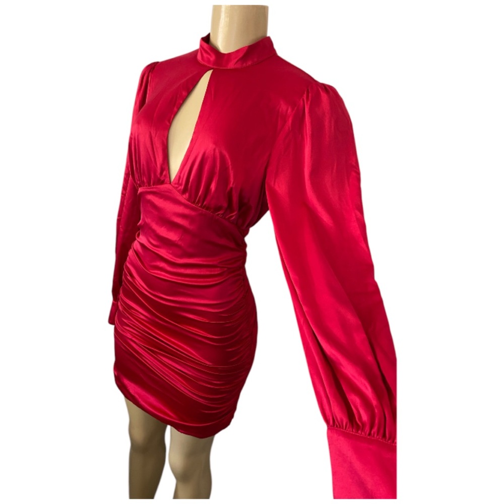MAJORELLE REVOLVE Bristol Mini Dress Hot Pink Satin Size Small - Picture 4 of 9